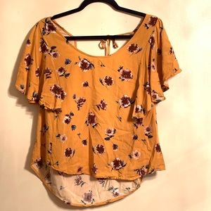 Mustard Yellow floral shirt (new w/o tags)